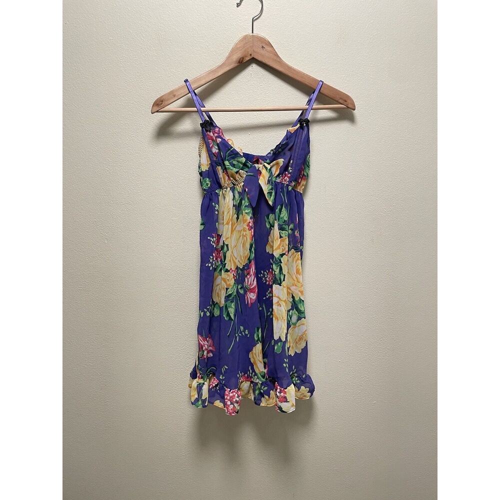 Betsey Johnson Intimates Womens Slip Dress Small Blue Floral Babydoll Romantic